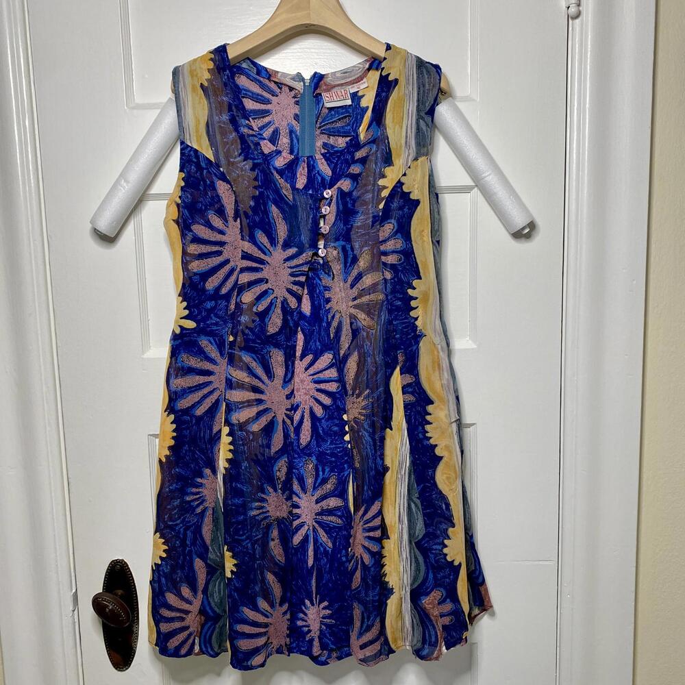 Ishwar Sleeveless Abstract Patterned Dress Womens 8 Bohemian